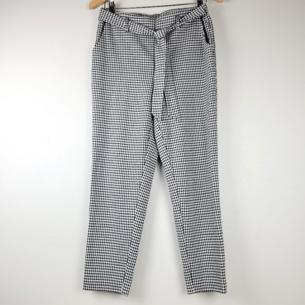 One by Chapter One Womens Small Black White Houndstooth Dress Pants Wide Leg